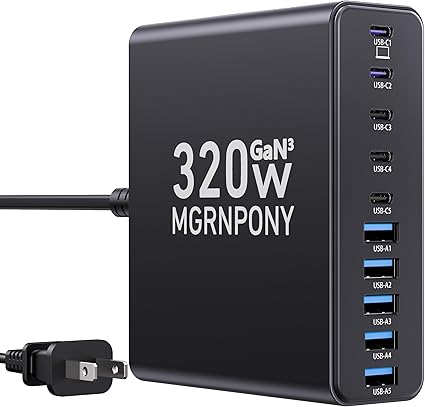(image for) 320W USB C Charger Block, 10-Port USB C Charging Station GaN III PD 65W Laptop Fast Charger Adapter