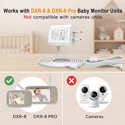 (image for) Power Cord Adapter Compatible with Infant Optics DXR-8 and DXR8 PRO SS Monitor Unit NOT for Camera U
